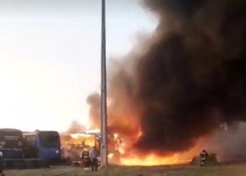 Incendio de varios buses moviliza a Bomberos en Chillán