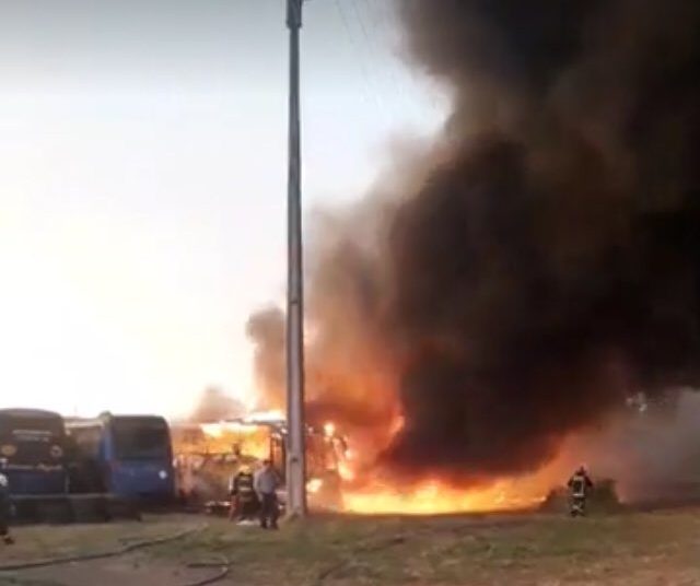 Incendio de varios buses moviliza a Bomberos en Chillán