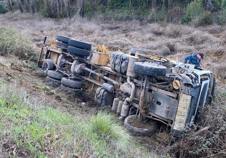 Camión volcó en ruta Quirihue a Trehuaco