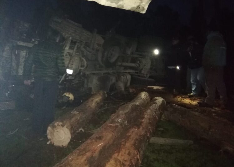 Camión volcó en calle Rehue arrasando con todo y provocando corte del suministro eléctrico en Cobquecura